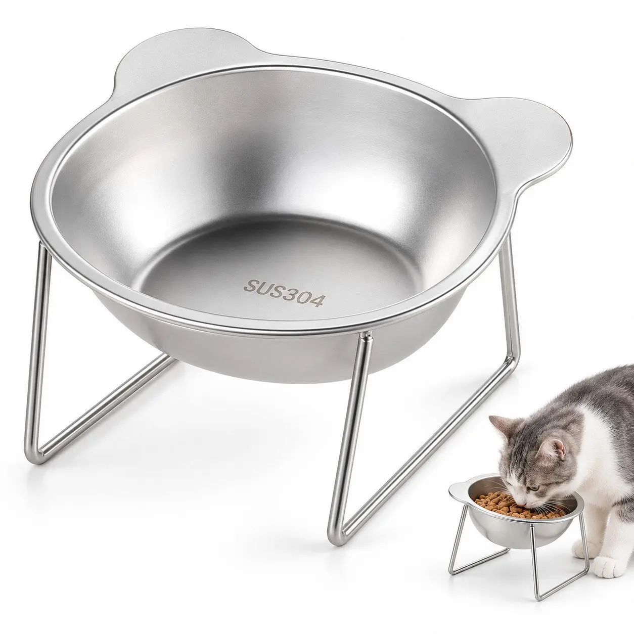 Gamelle chat – bol inox incliné